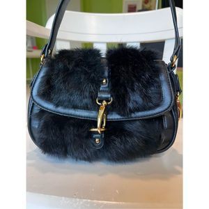BCBG Glam Faux Fur and Leather Handbag